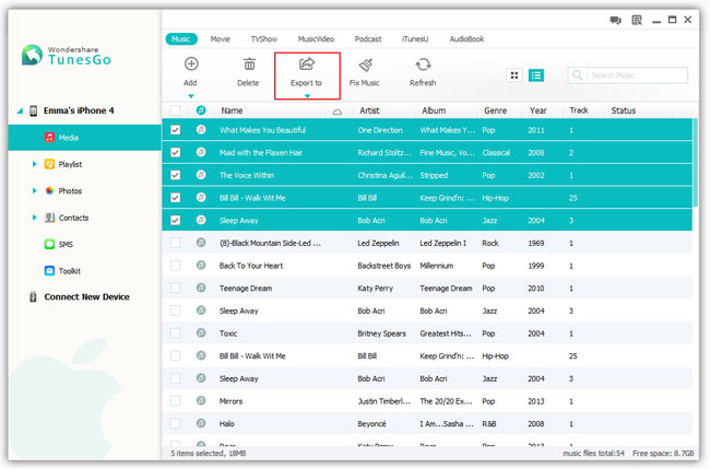 select data to backup