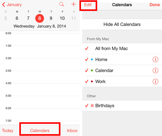 erase calendar on iPhone