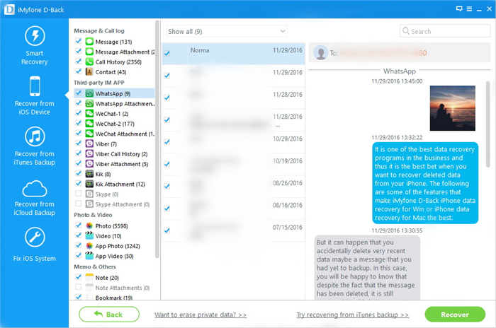 recover WhatsApp messages from iPhone