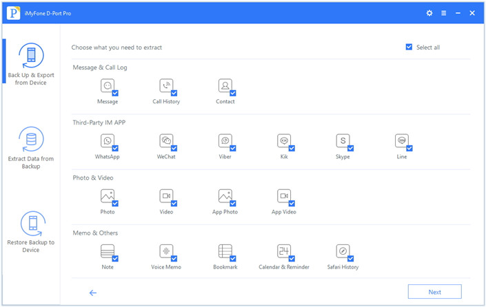 select contacts to export