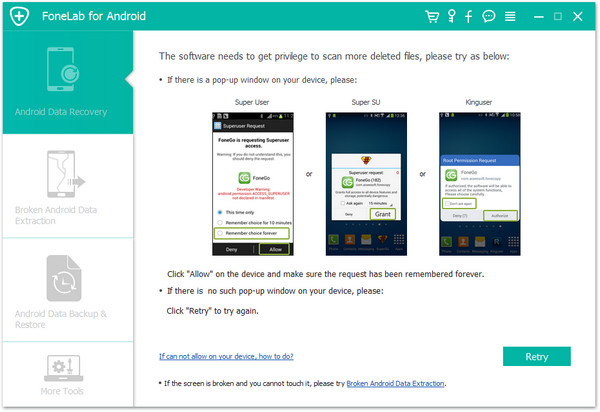 restore lost files from root android