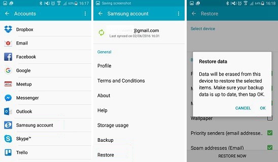 restore contacts from samsung account