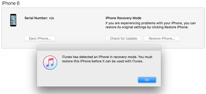 fix iphone recovery mode with itunes restore