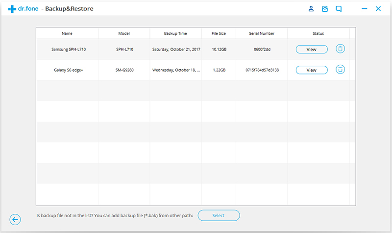 restore the backed data to device