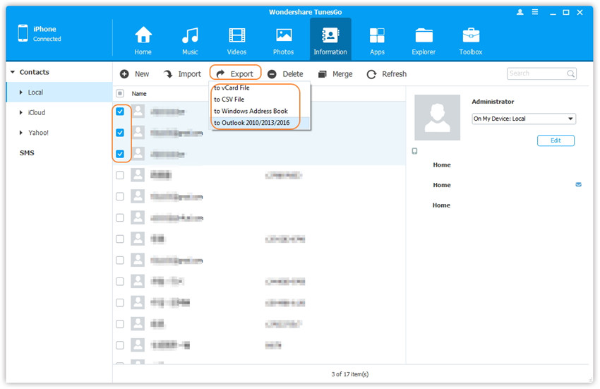 back up contacts from iPhone to computer