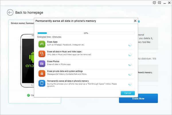 wipe out contacts from android phone