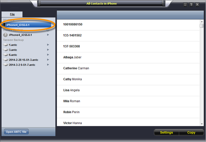 download iPhone/iPad/iPod Contact Transfer program and connect ios device to pc