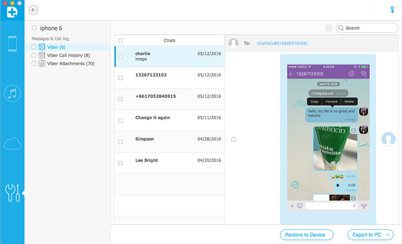 restore Viber messages from backed up