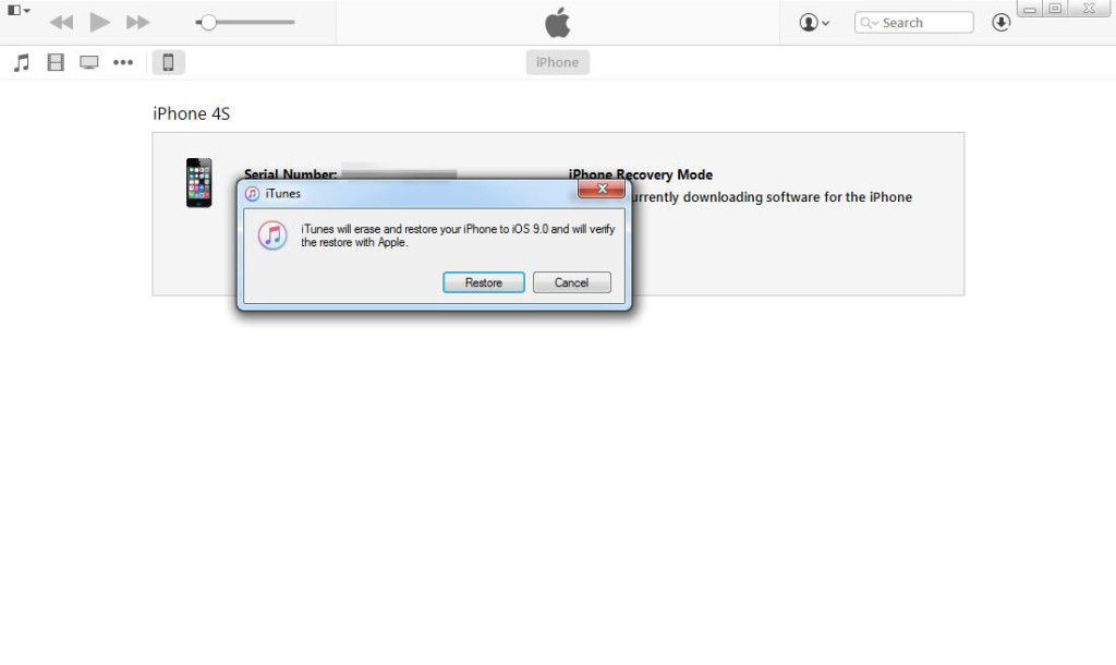 restore iPhone to factory resetting with iTunes