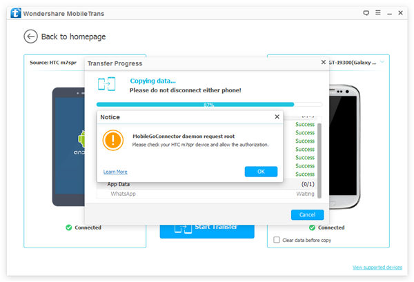 transfer WhatsApp messages from Android to Android
