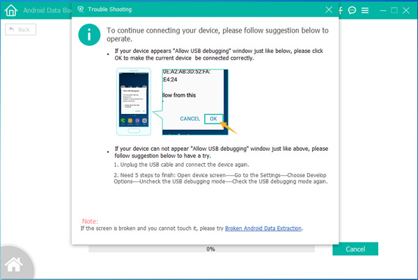 allow USB debugging on Android