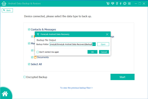 select folder for output file