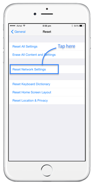 reset iphone ios 10 network settings