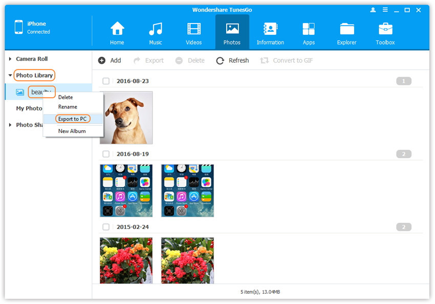 transfer photos from iPhone 7 to computer