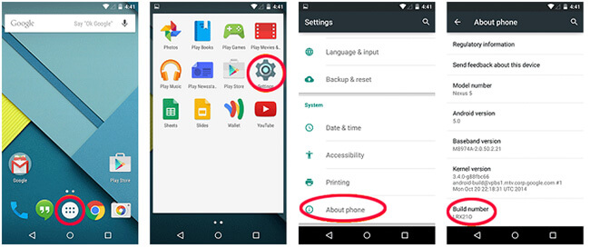 enable usb debug on android and tablets