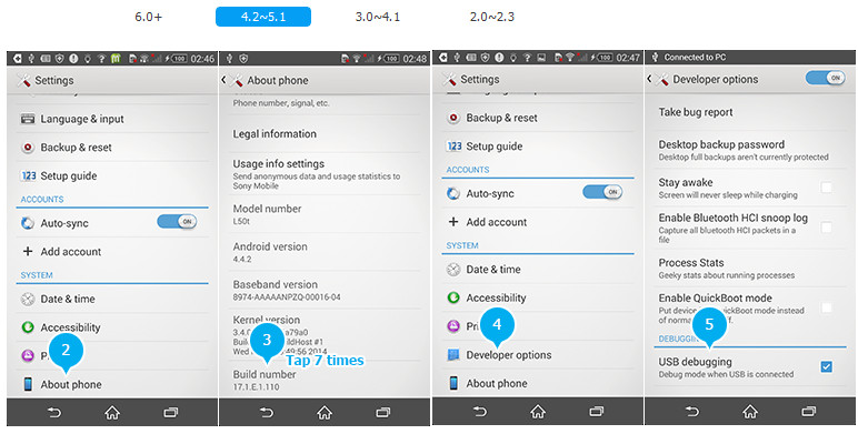 usb debug android 5