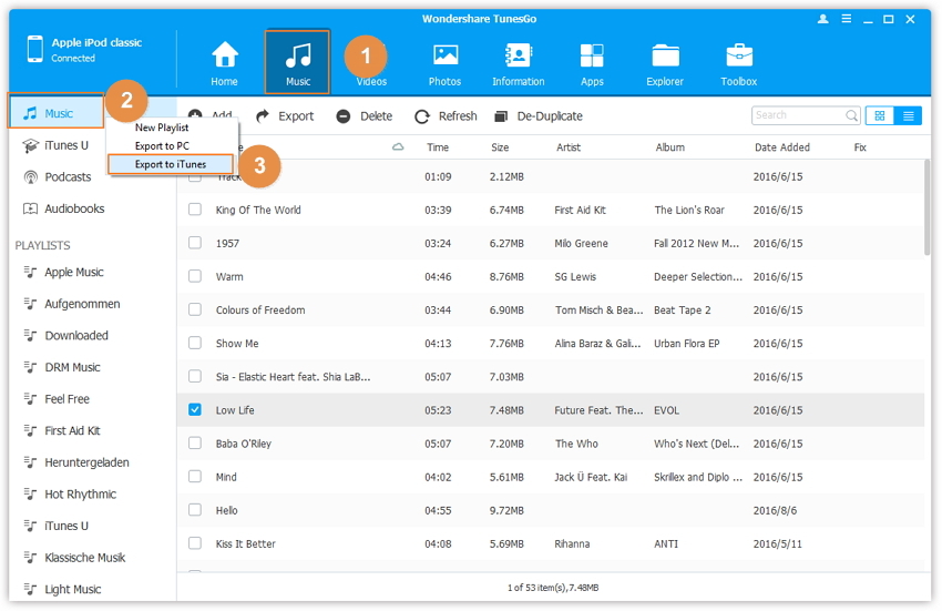 sync music between itunes library and ipod on mac