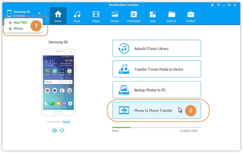 selec phone to phone transfer