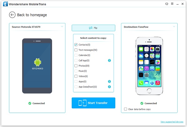 transfer data from Motorola to iphone