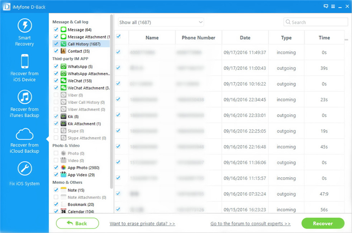 retrieve iphone call history after ios update from icloud backup file