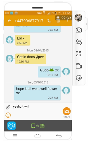 reply android messages on pc