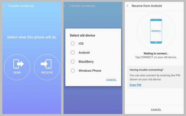Connect the old Android and S8 with Smart Switch