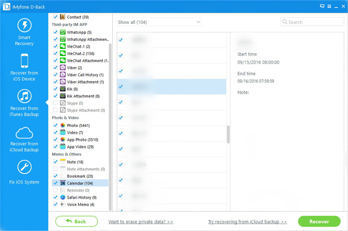 retrieve calendars from iphone backup