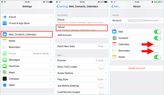 recover iphone x calendars via email account
