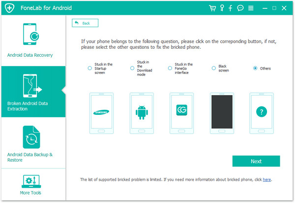 select broken type of android