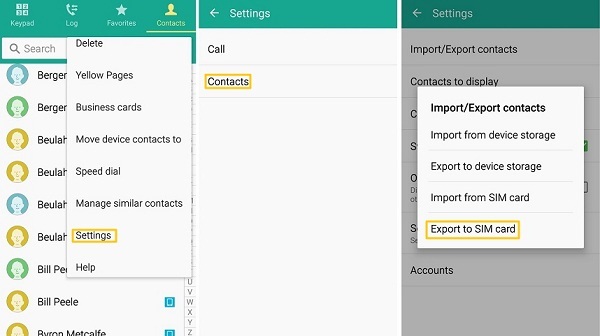 copy phone numbers from sim card to s8