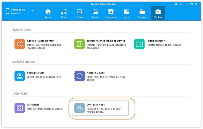 select one click root option
