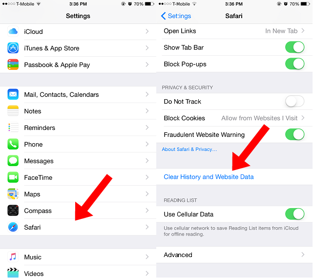 clear app cache on iphone