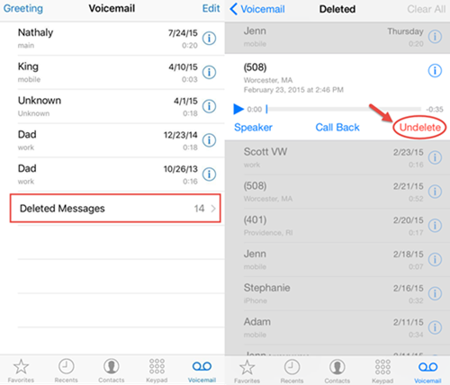 undelete voicemails on iphone