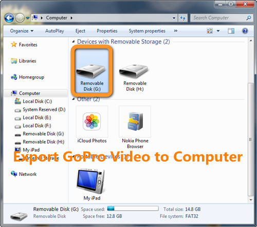 GoPro connected to computer export videos