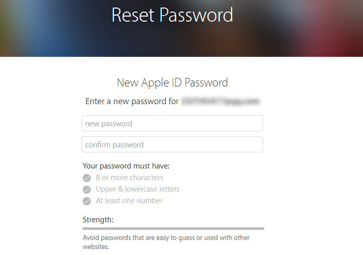 reset icloud password from email authentication