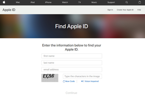 reset apple id from apple id account page