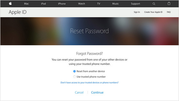 reset apple id password with two-factor verification