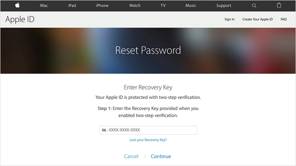 reset icloud password using 2-step verification