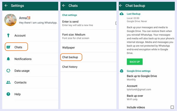 whatsapp backup gmail where whatsapp backup gmail where