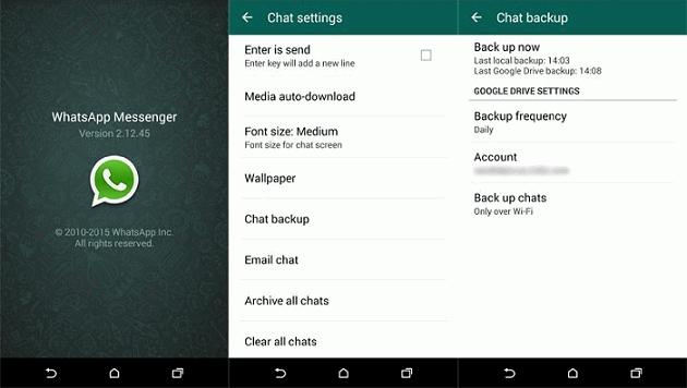 transfer whatsapp messages via backup feature