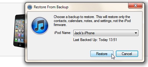 restore iPhone with iTunes