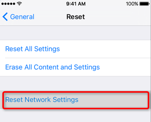 reset network settings to fix icloud restore failed problem