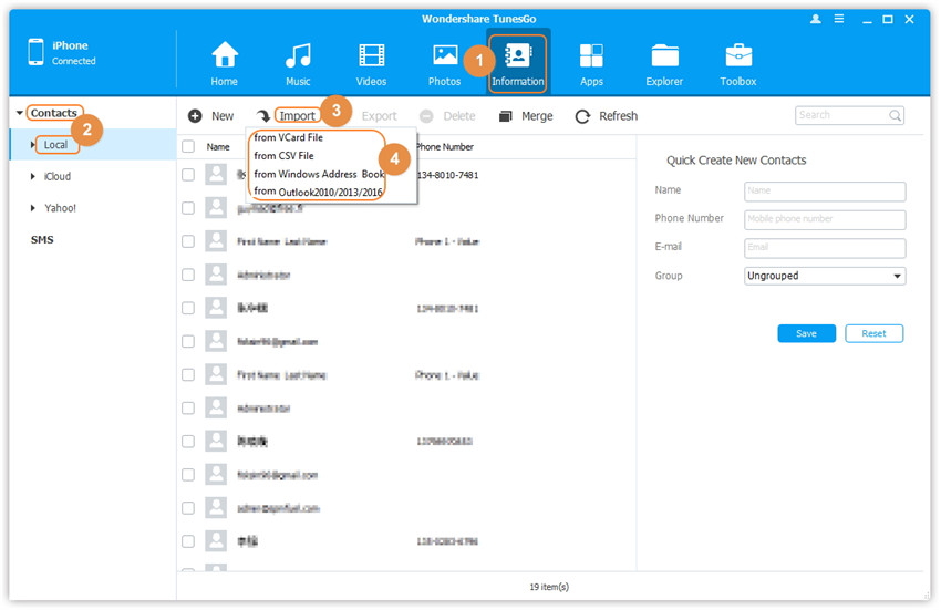 backup iPhone X contacts to PC with iPhone X Manager