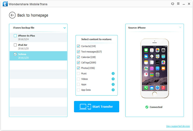 select data from itunes backup