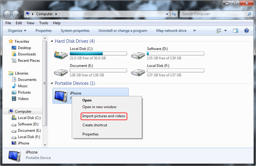 transfer iphone photos to computer with windows explorer