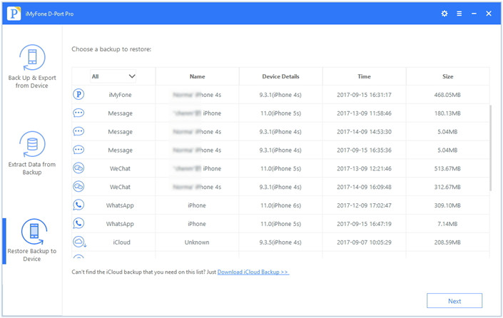 select itunes backup