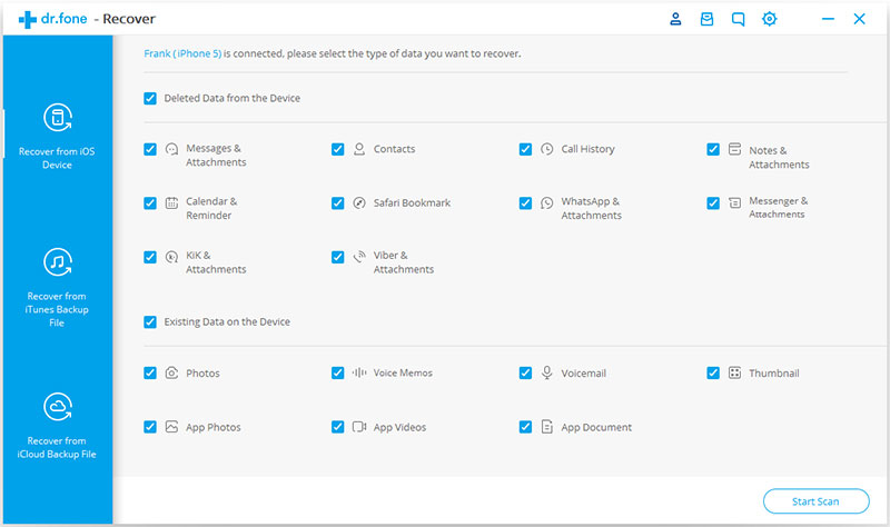 select file type to scan