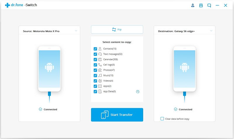 connect phone and select file types