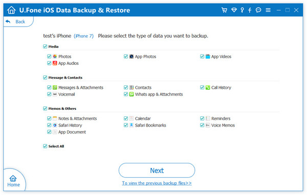 choose data to backup