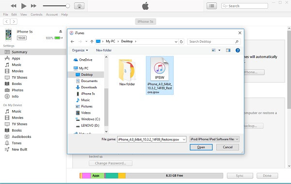 add ios 12 ipsw file on iphone via itunes